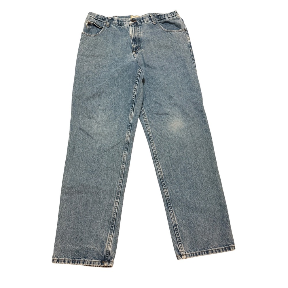 LL Bean Comfort Waist Jeans Mens 34x32 Blue Denim Relaxed Straight Leg 250266